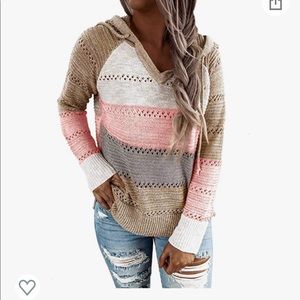 Women's Lightweight Color Block Hooded Sweaters